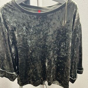 Green crush velour top.